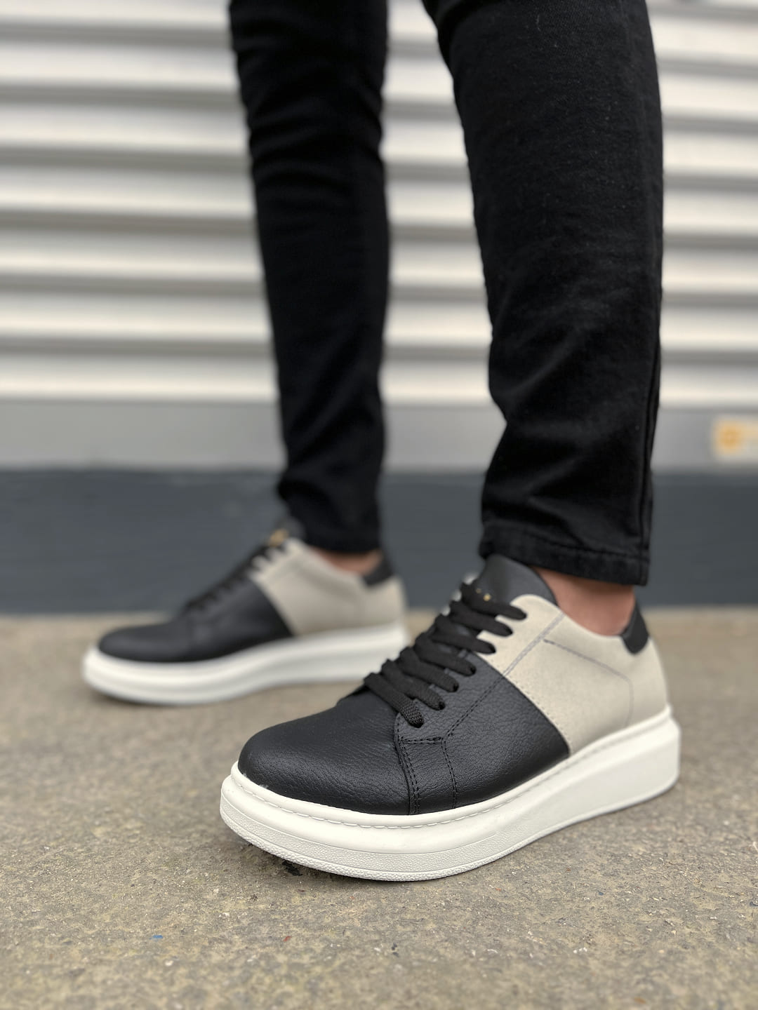 JY151 Boost Bağcıklı Cilt Süet Erkek Günlük Sneaker Ayakkabı CSBT - Siyah/Gri - Görsel 2