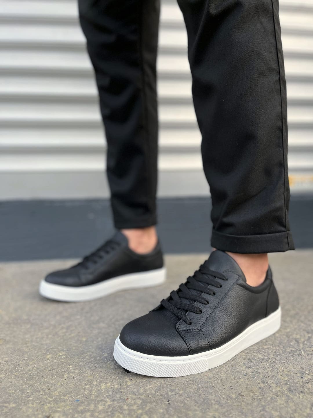 JY165 Elite Bağcıklı Cilt Erkek Günlük Sneaker Ayakkabı CBT - Siyah - Görsel 2