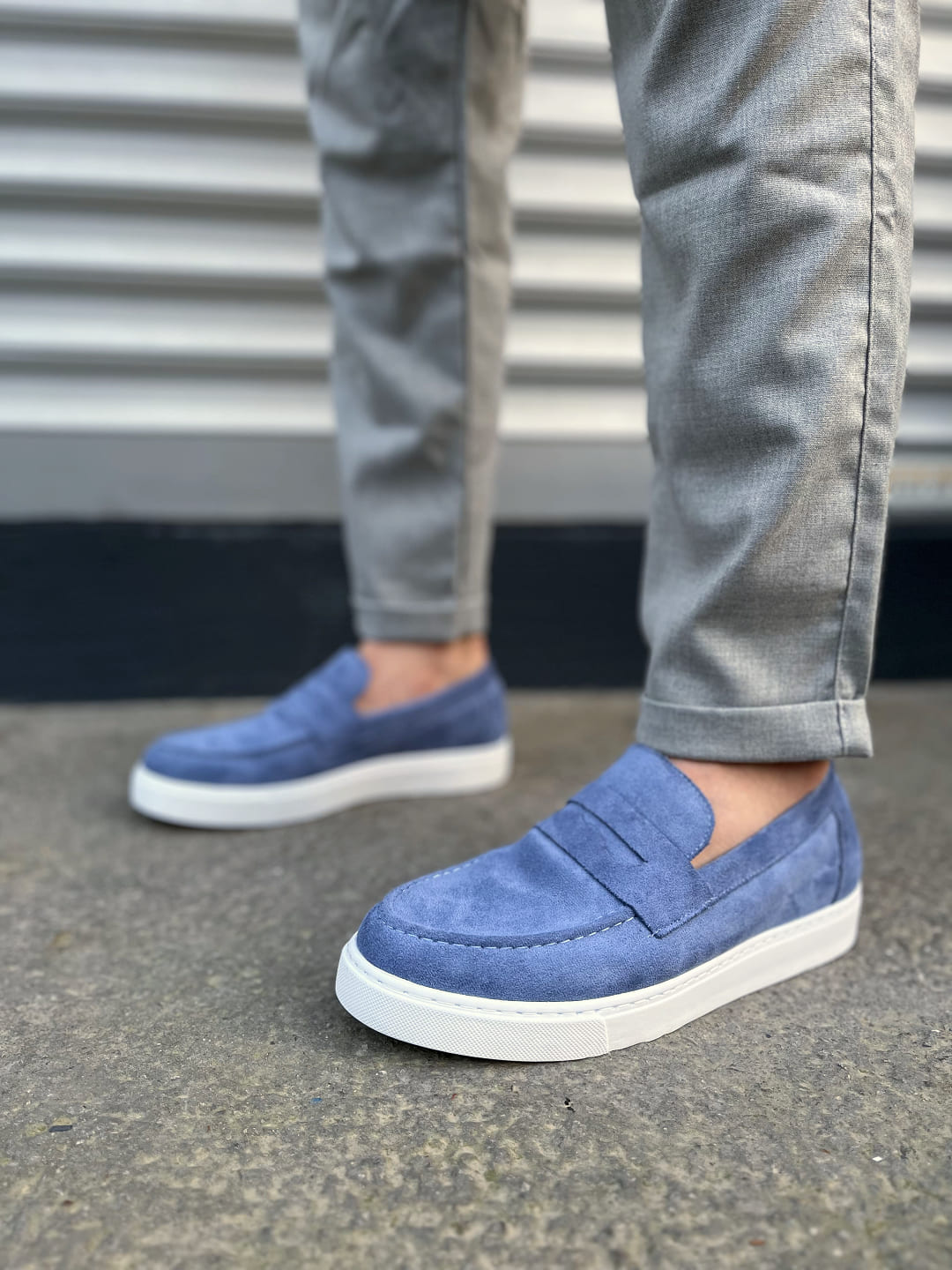 JY180 Estilo X Bağcıksız Süet Erkek Günlük Spor Klasik Ayakkabı SBT - Mavi - Görsel 2
