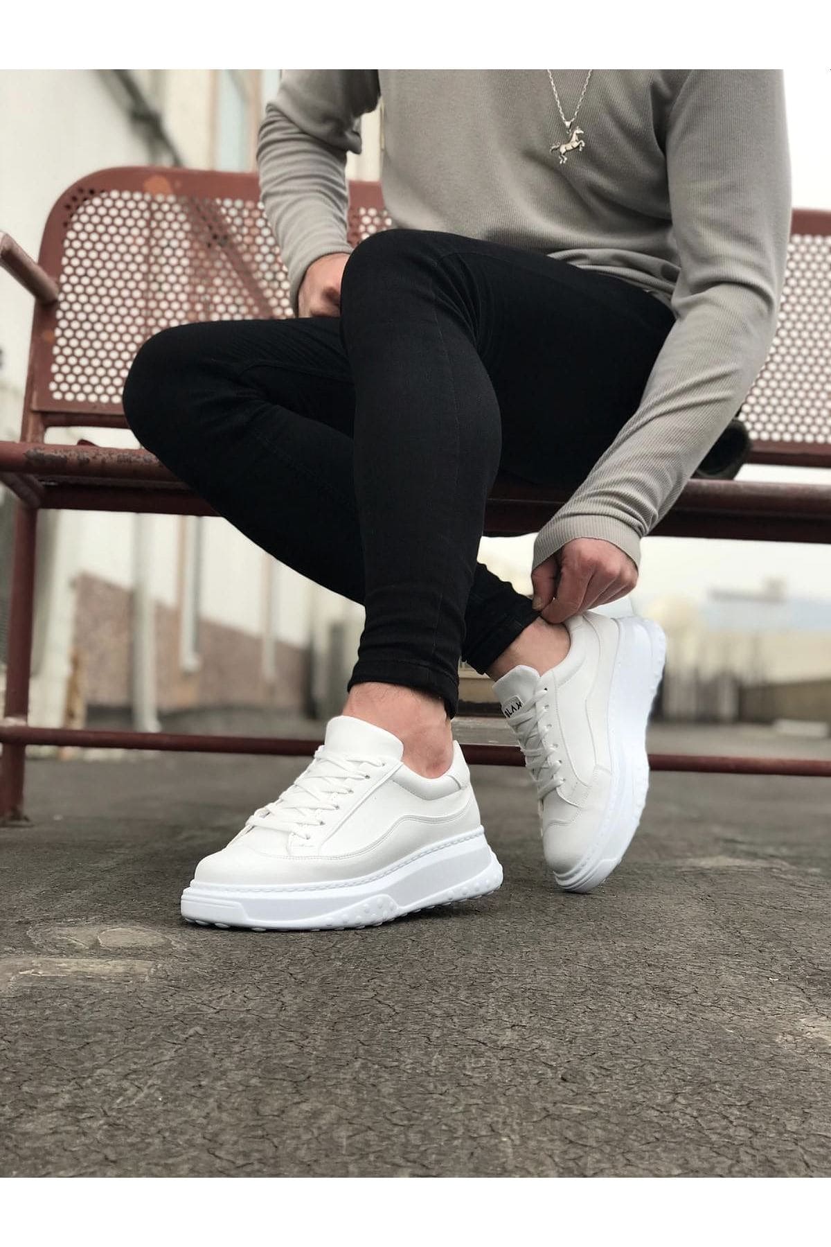 JY507 Alone Bağcıklı Cilt Erkek Günlük Sneaker Ayakkabı CBT Beyaz - Görsel 2