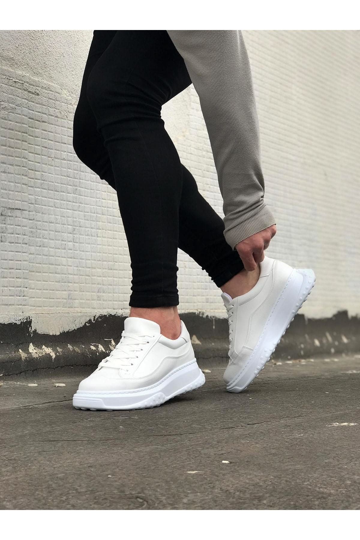 JY507 Alone Bağcıklı Cilt Erkek Günlük Sneaker Ayakkabı CBT Beyaz - Görsel 3