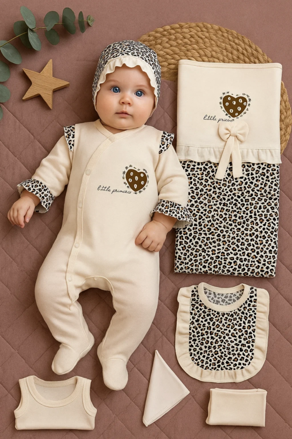 Leopar Desenli 8li Set Yeni Doğan
