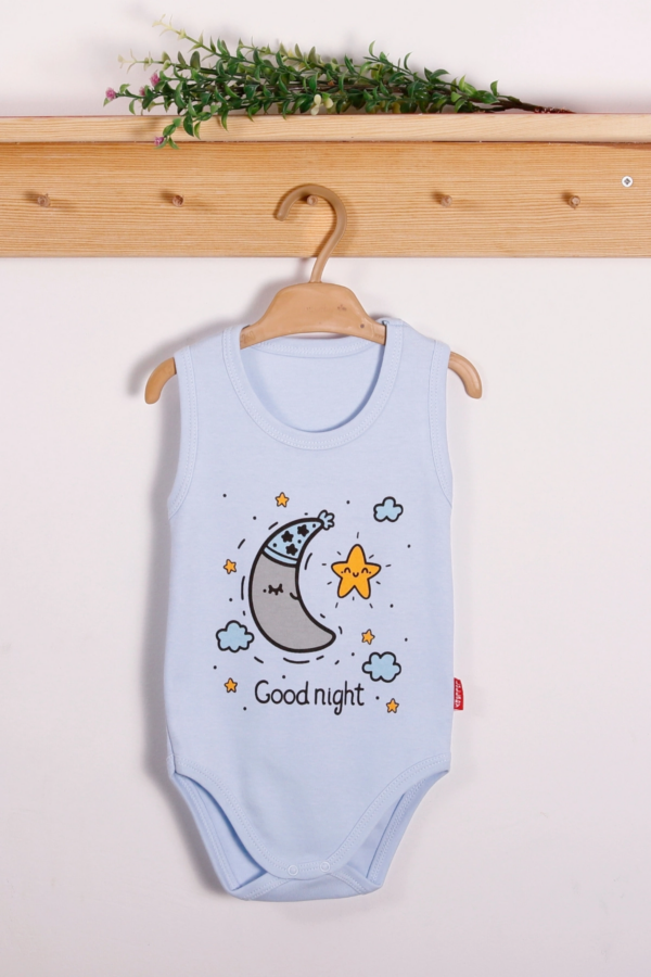 Mavi Good Night Desenli Askılı Unisex Body