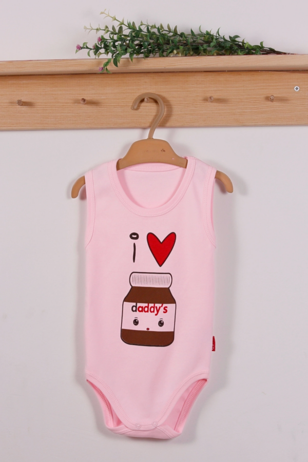 Pembe Daddy's Cikolata Desenli Askılı Unisex Body