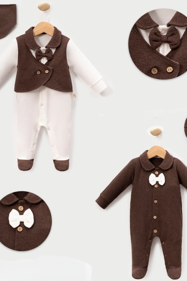 Waffle Desenli Erkek Bebek 2 Li Tulum Set