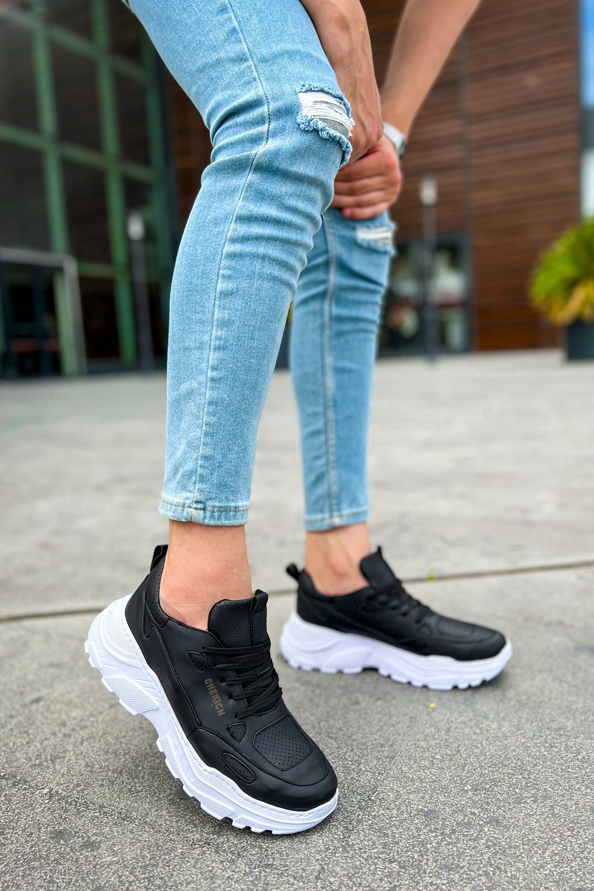 CH089 - CBT Low Top Lace Up Erkek Ayakkabı SIYAH - Görsel 4