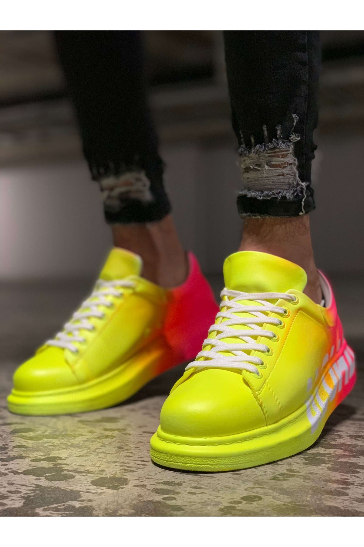 CH254 - CBT Pittura Erkek Ayakkabı 401 ALH SARI / PEMBE - Görsel 2