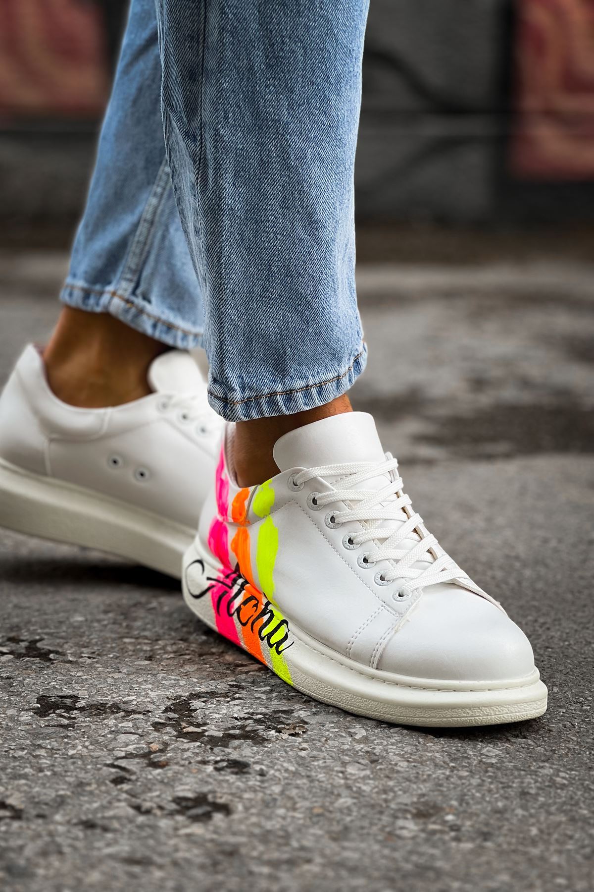 CH254 - CBT Pittura Erkek Ayakkabı 501 ALOHA SARI PEMBE BEYAZ - Görsel 2