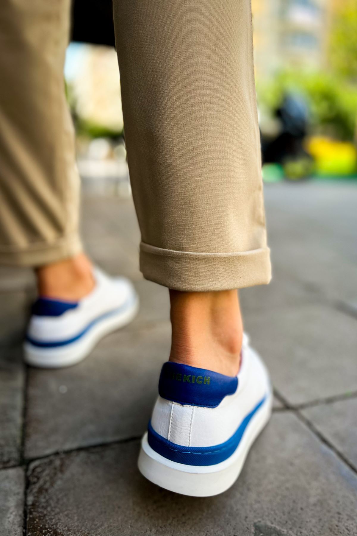 CH979 - Santoni GBT Spor Erkek Ayakkabı BEYAZ/MAVI - Görsel 4