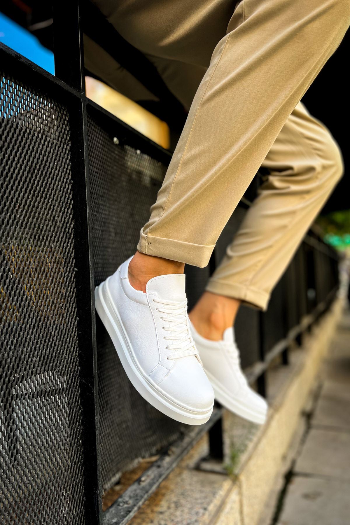 CH979 - Santoni CRT Spor Erkek Ayakkabı BEYAZ