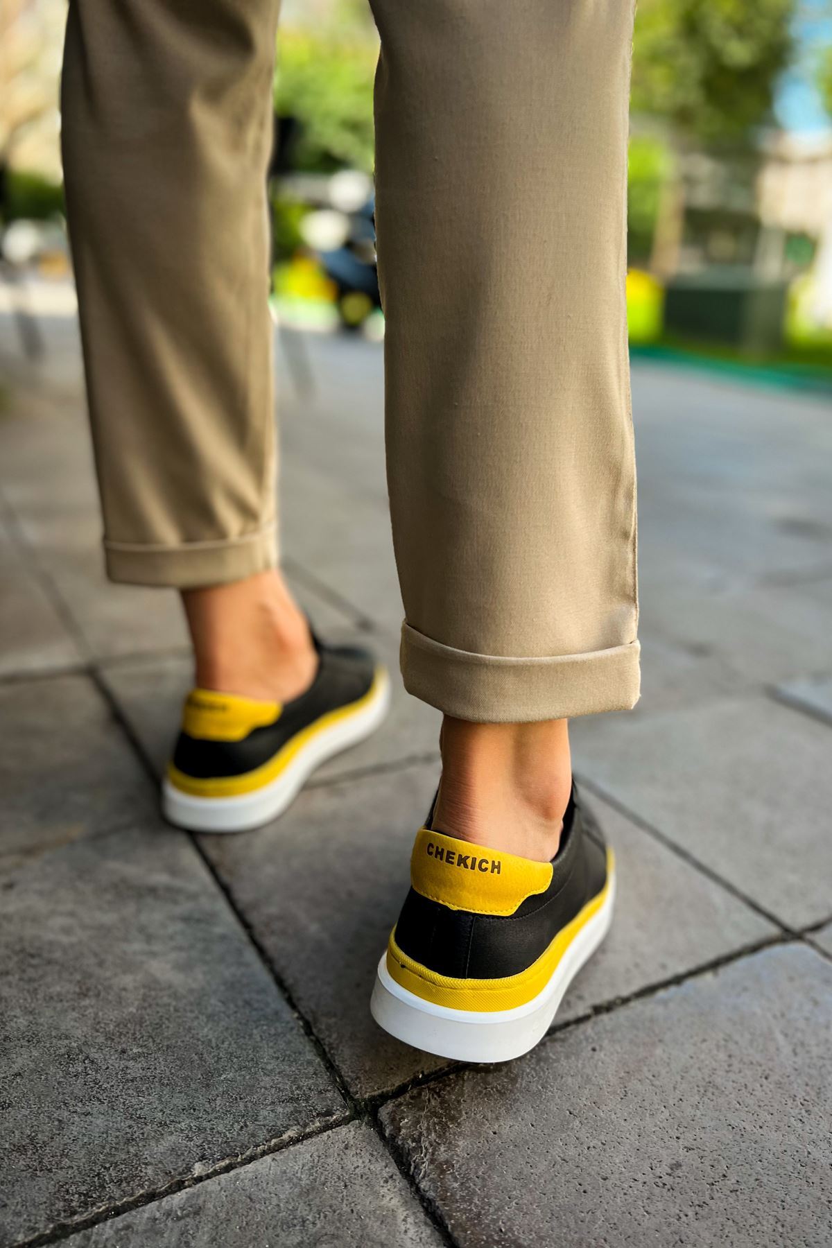 CH979 - Santoni GBT Spor Erkek Ayakkabı SIYAH/SARI - Görsel 4
