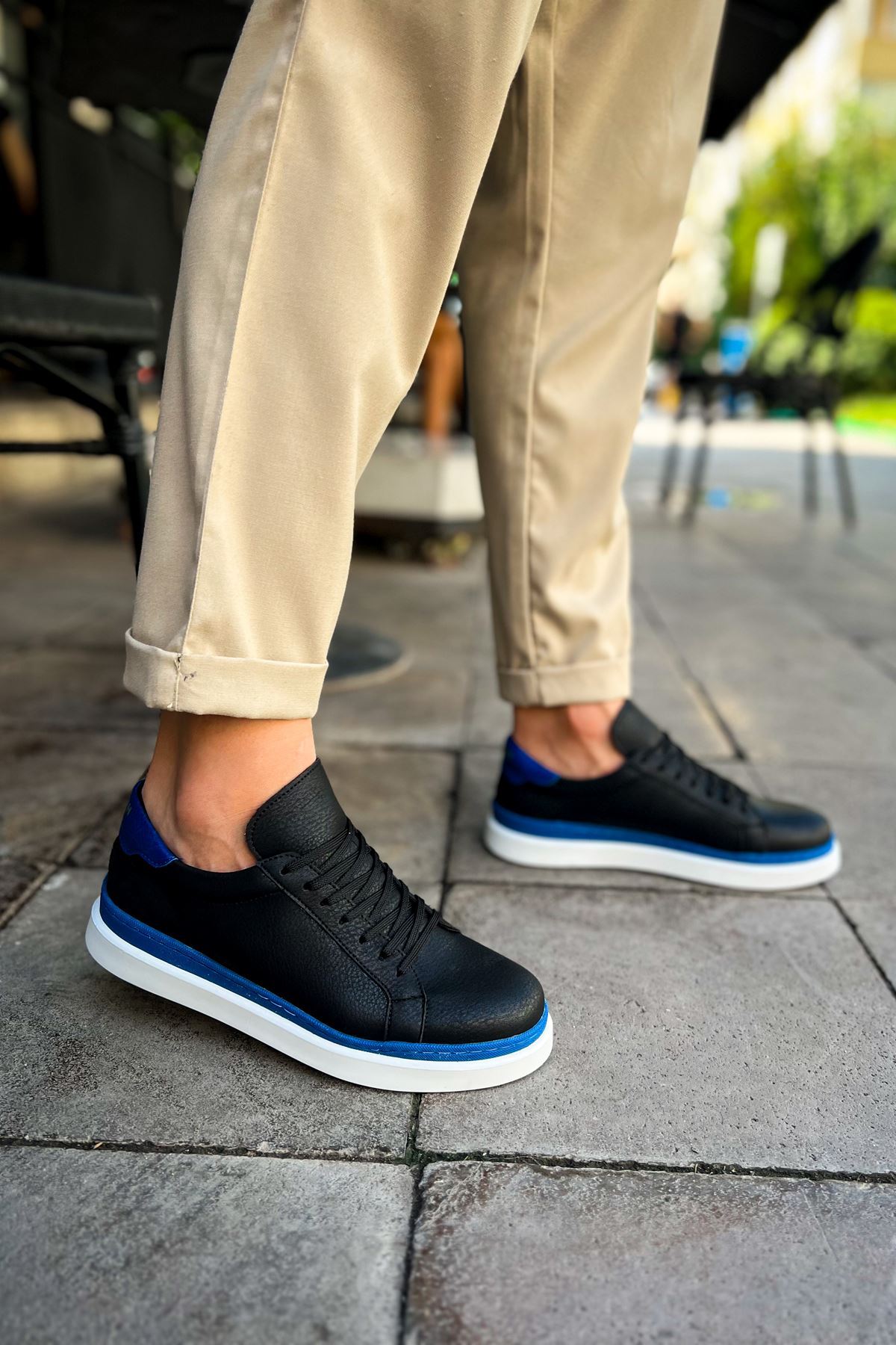 CH979 - Santoni GBT Spor Erkek Ayakkabı SIYAH/MAVI - Görsel 2