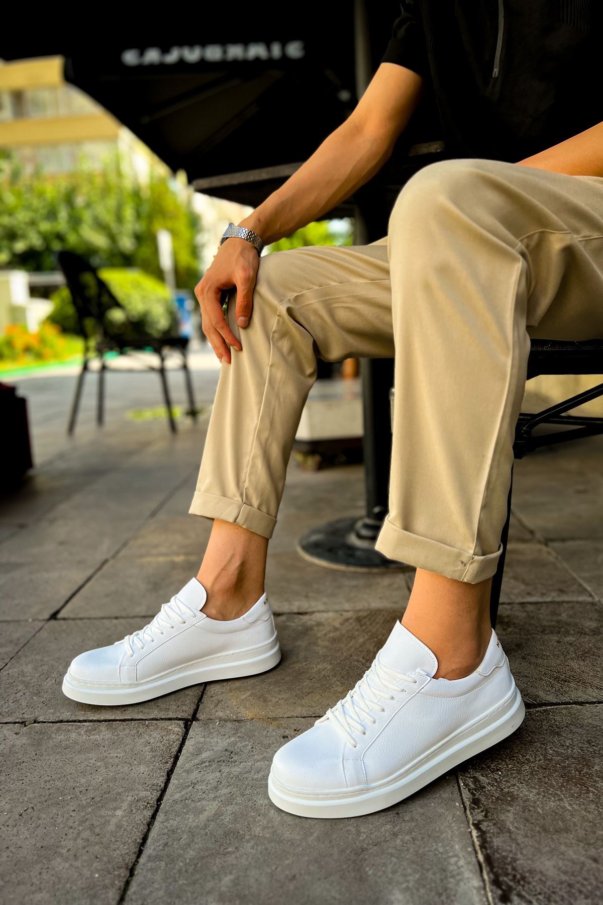 CH979 - Santoni CRT Spor Erkek Ayakkabı BEYAZ - Görsel 2
