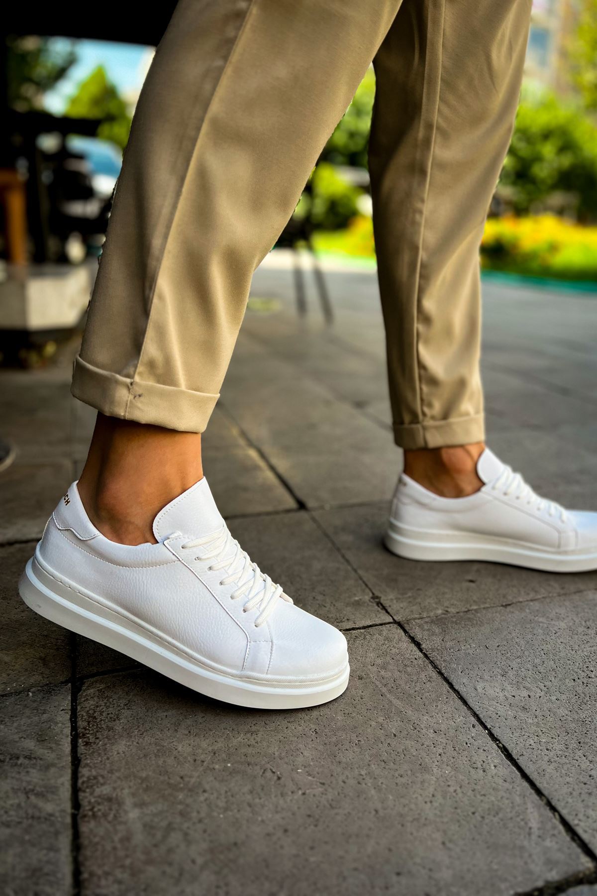 CH979 - Santoni CRT Spor Erkek Ayakkabı BEYAZ - Görsel 3