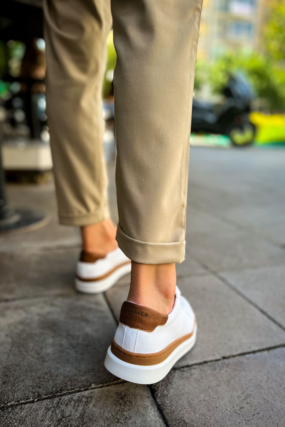 CH979 - Santoni GBT Spor Erkek Ayakkabı BEYAZ/TABA - Görsel 3