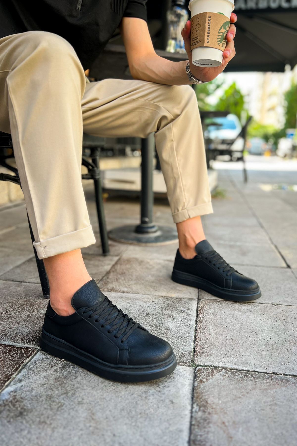 CH979 - Santoni CRT Spor Erkek Ayakkabı SIYAH - Görsel 5