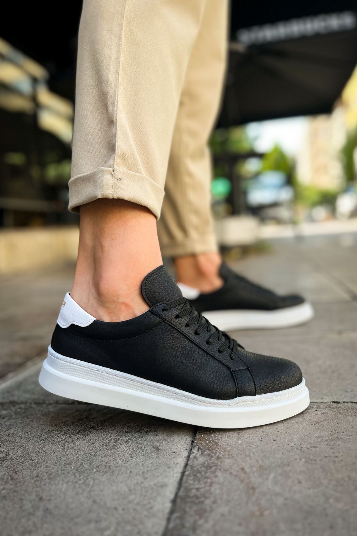 CH979 - Santoni GBT Spor Erkek Ayakkabı SIYAH/BEYAZ - Görsel 2