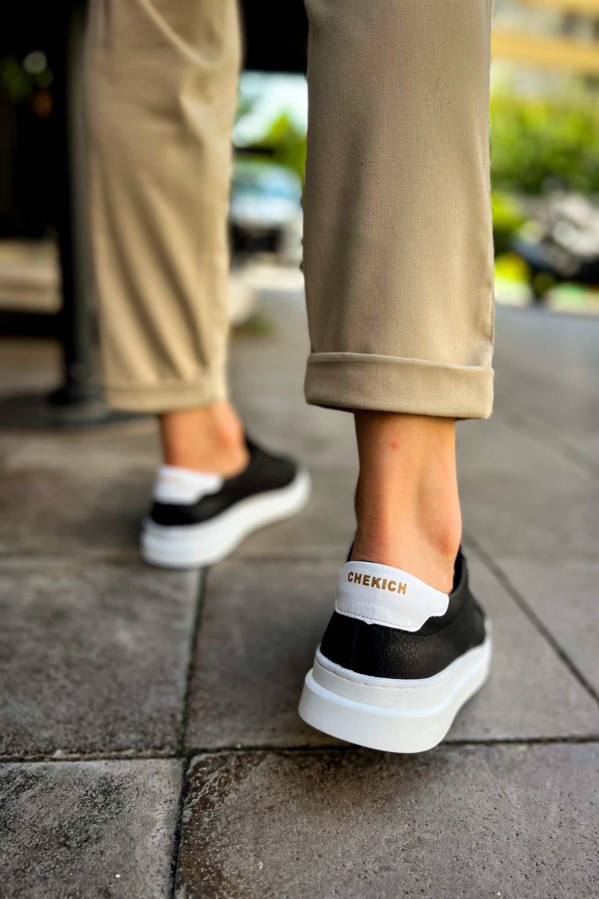CH979 - Santoni GBT Spor Erkek Ayakkabı SIYAH/BEYAZ - Görsel 3