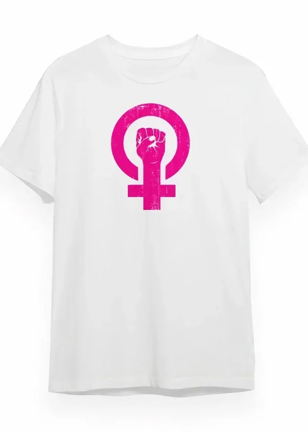 8 Mart Dünya Kadınlar Günü Baskılı Oversize Bisiklet Yaka T-shirt - Beyaz
