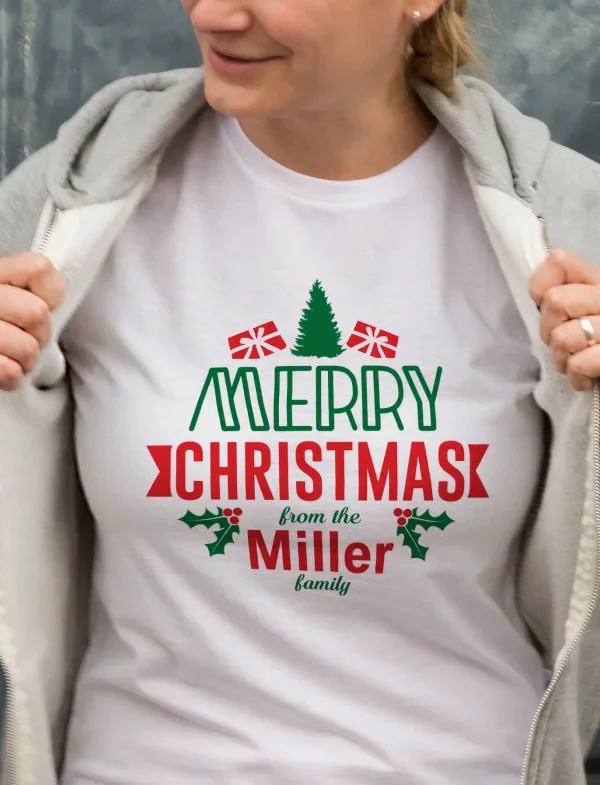 Yılbaşı Merry Christmas Miller Baskılı Oversize Bisiklet Yaka T-shirt - Beyaz