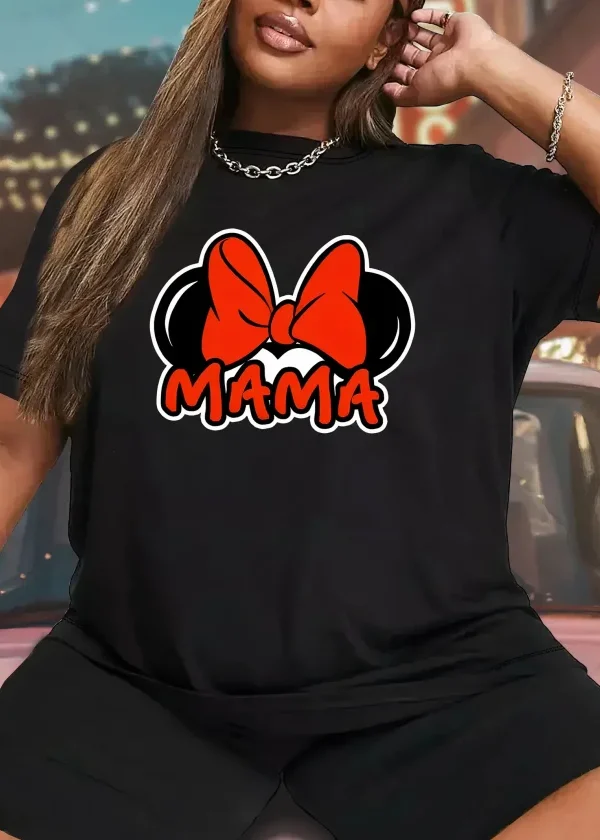 Anneler Günü Hediye Anne Temalı Baskılı Oversize Bisiklet Yaka T-shirt - Siyah