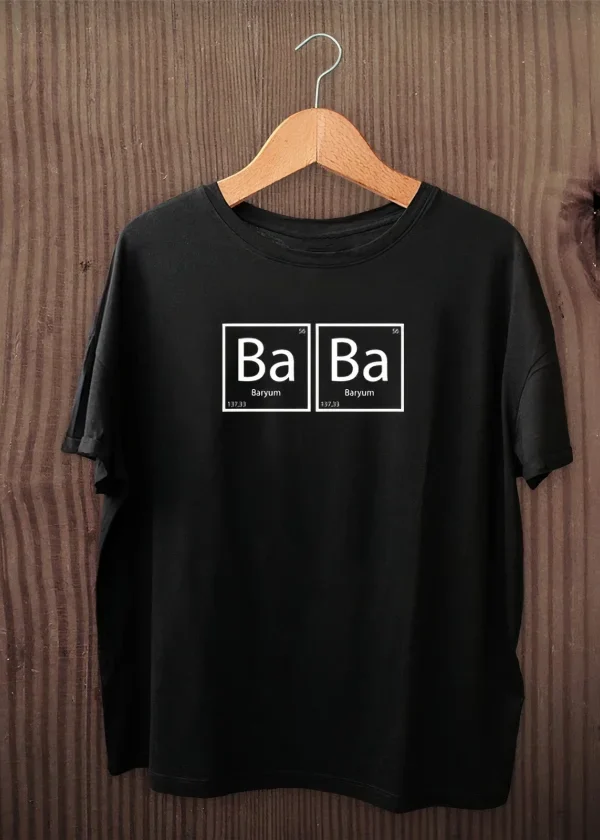 Babalar Günü Hediye Baba Temalı Baskılı Oversize Bisiklet Yaka T-shirt - Siyah