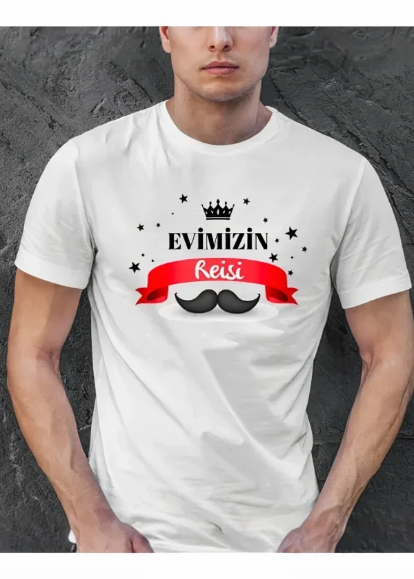 Babalar Günü Hediye Baba Temalı Baskılı Oversize Bisiklet Yaka T-shirt - Beyaz