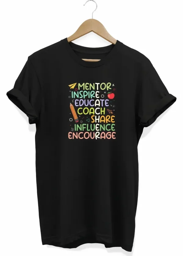 24 Kasım Öğretmenler Günü Hediye Temalı Oversize Bisiklet Yaka T-shirt - Siyah