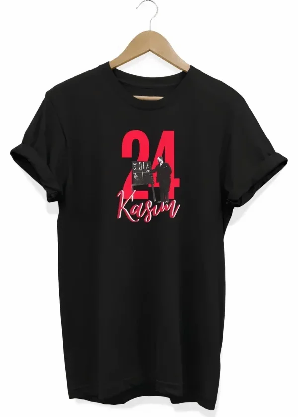 24 Kasım Öğretmenler Günü Öğretmen Hediyesi Baskılı Oversize T-shirt - Siyah