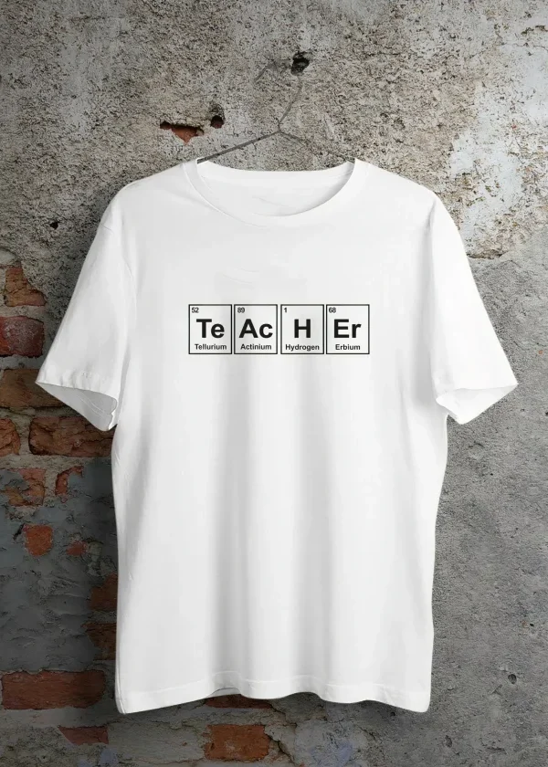 24 Kasım Kimya Öğretmeni Hediyesi Baskılı Bisiklet Yaka T-shirt - Beyaz