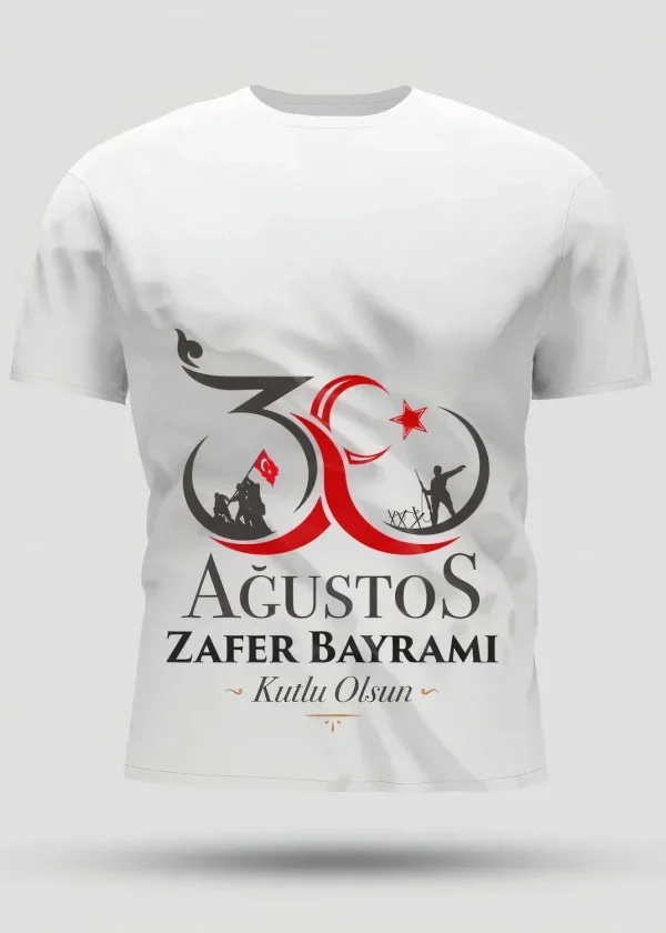 30 Ağustos Zafer Bayramı Baskılı Oversize Bisiklet Yaka T-shirt