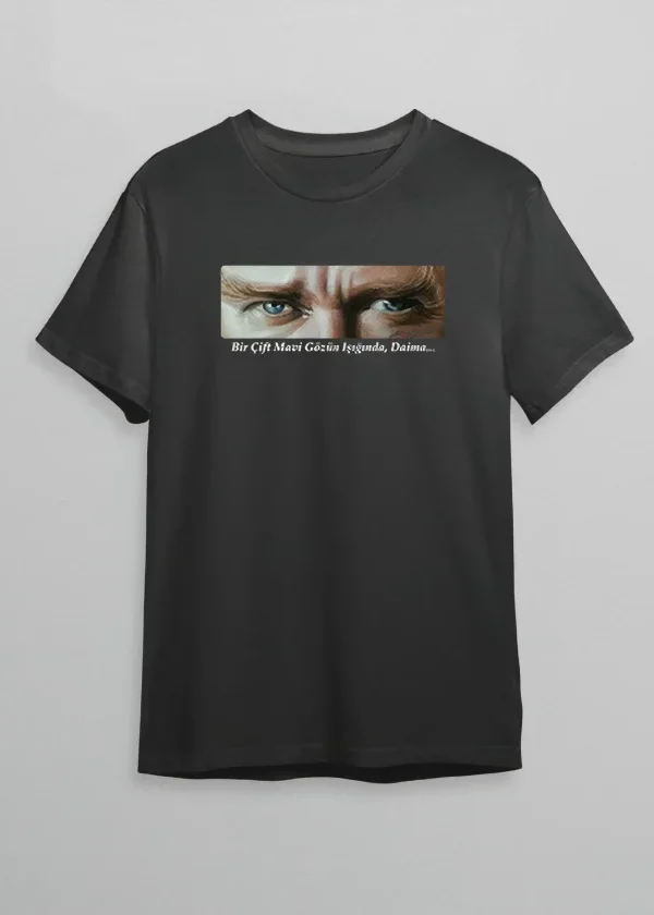 10 Kasım Atatürkü Anma Günü Baskılı Oversize Bisiklet Yaka T-shirt - Siyah