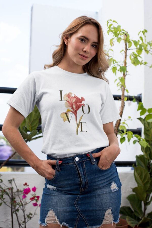 Kadın Özel Baskılı Modern Fit %100 Pamuk Bisiklet Yaka T-Shirt
