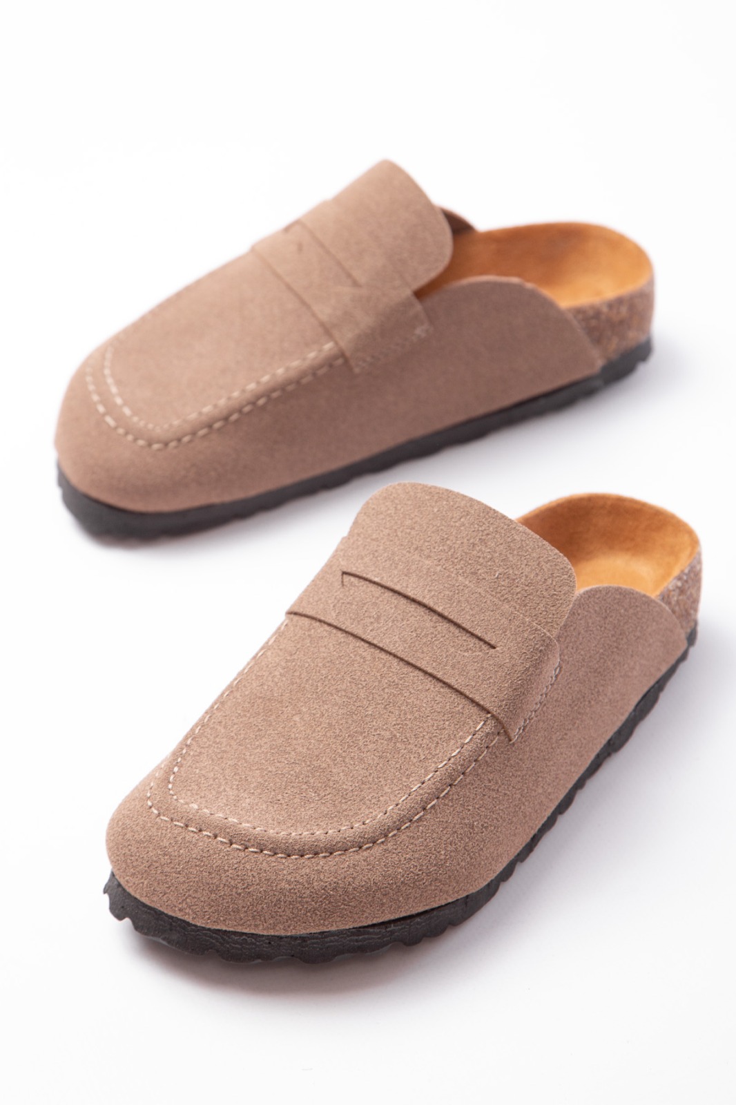 JY0456 Rayn Bağcıksız Hakiki Süet Deri Erkek Günlük Mantar Taban Loafer Klasik Ayakkabı HDMT - Bej - Görsel 4