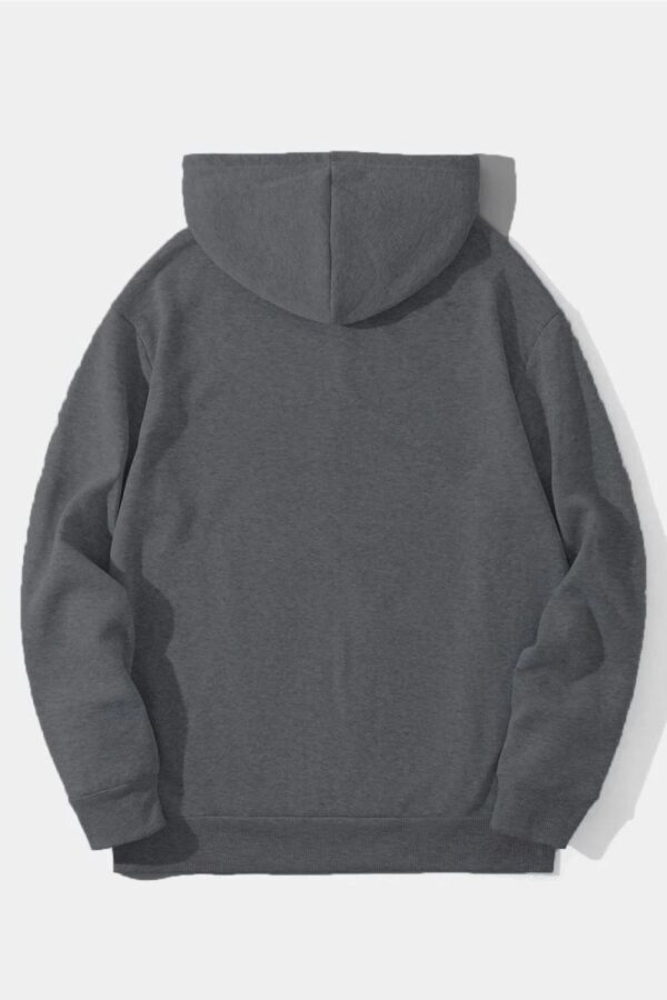 Erkek 3 İplik Pamuklu Kapüşonlu Kanguru Cepli Sweatshirt Hoodie -  Füme