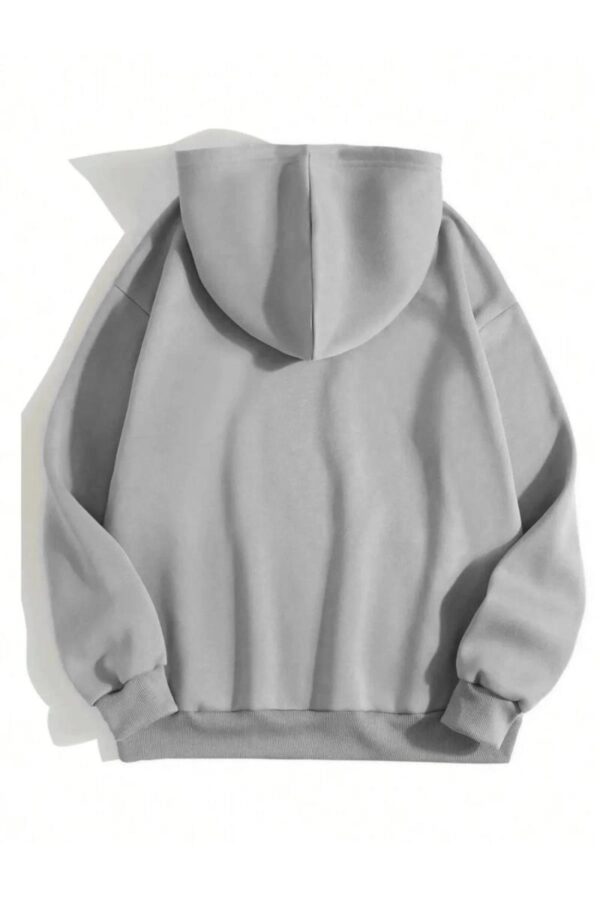 Erkek 3 İplik Pamuklu Kapüşonlu Kanguru Cepli Sweatshirt Hoodie - Boyalı Gri