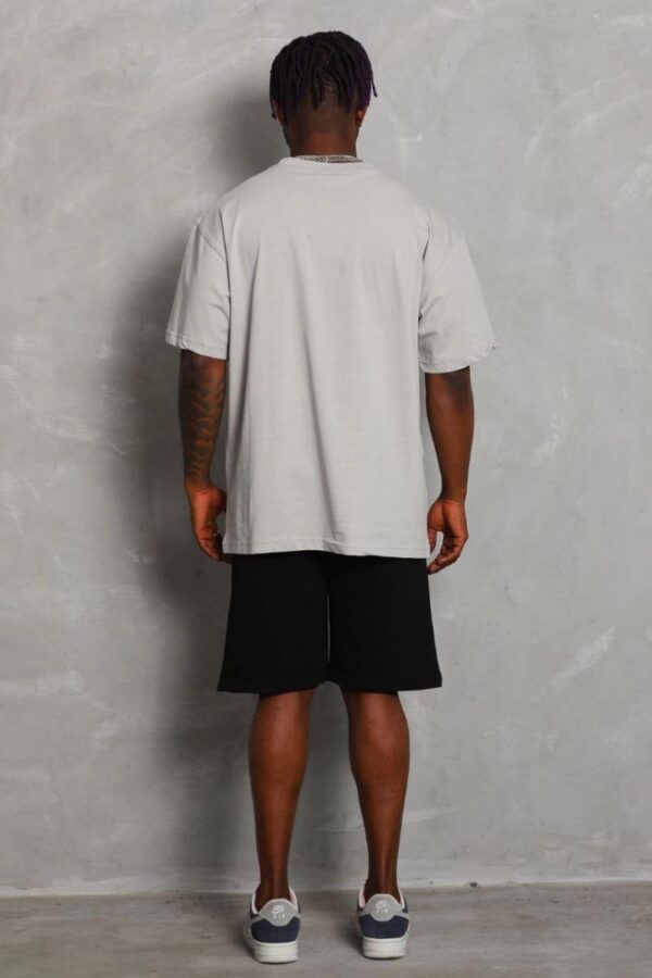 Erkek Düz Yazlık Kısa Kol Tişört Bisiklet Yaka Oversize T-Shirt - Gri