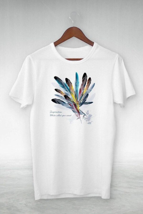 Kadın Baskılı T-Shirt Kısa Kol Bisiklet Yaka Oversize Rahat Kalıp Tişört - Beyaz