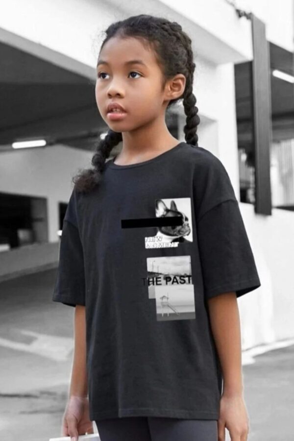 Çocuk Unisex Baskılı T-Shirt - Siyah