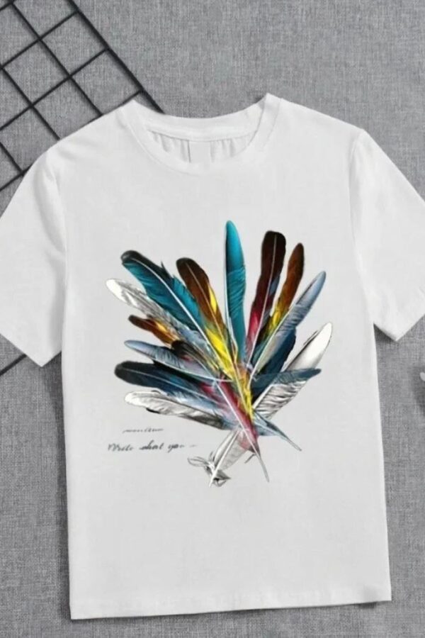 Kız Çocuk Baskılı T-Shirt - Beyaz