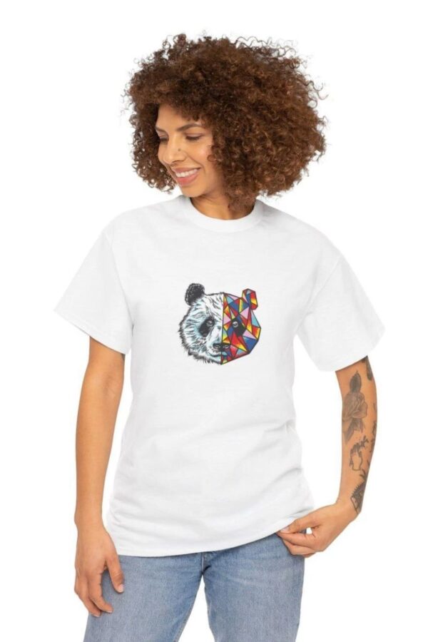 Kadın Bisiklet Yaka Baskılı  Kısa kol T-Shirt - Beyaz