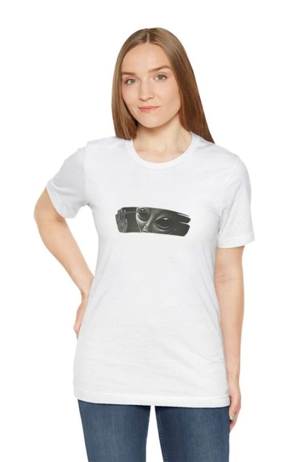 Kadın Bisiklet Yaka Baskılı  kısa kol T-Shirt - Beyaz