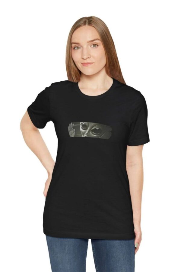 Kadın Bisiklet Yaka Baskılı Kısa kol T-Shirt - Siyah