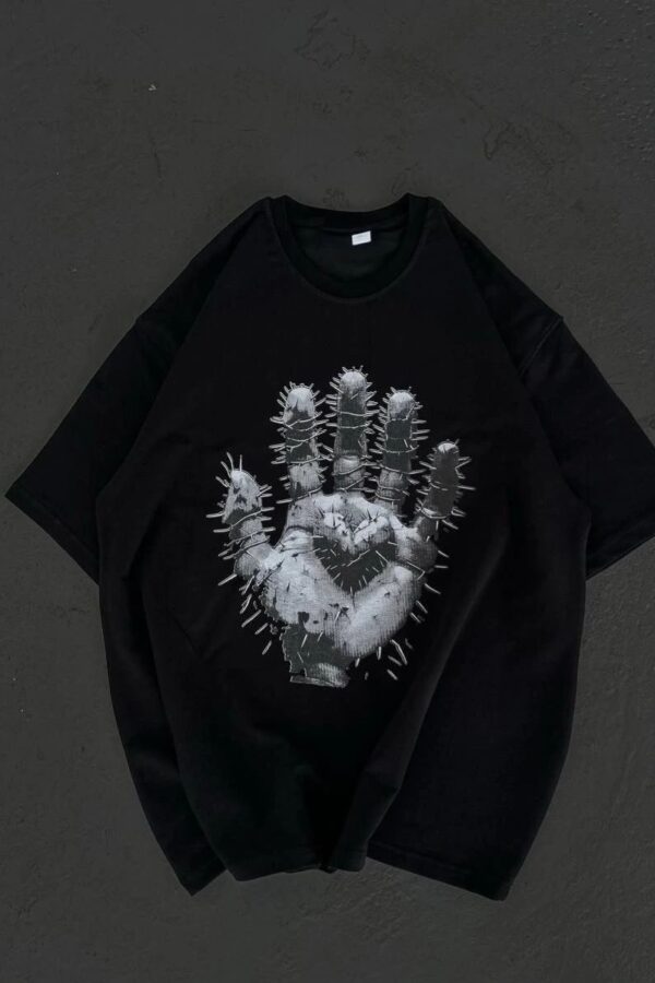 Kadın Baskılı T-Shirt Kısa Kol Bisiklet Yaka Regular Fit Rahat Kalıp Günlük Tişört  - Siyah