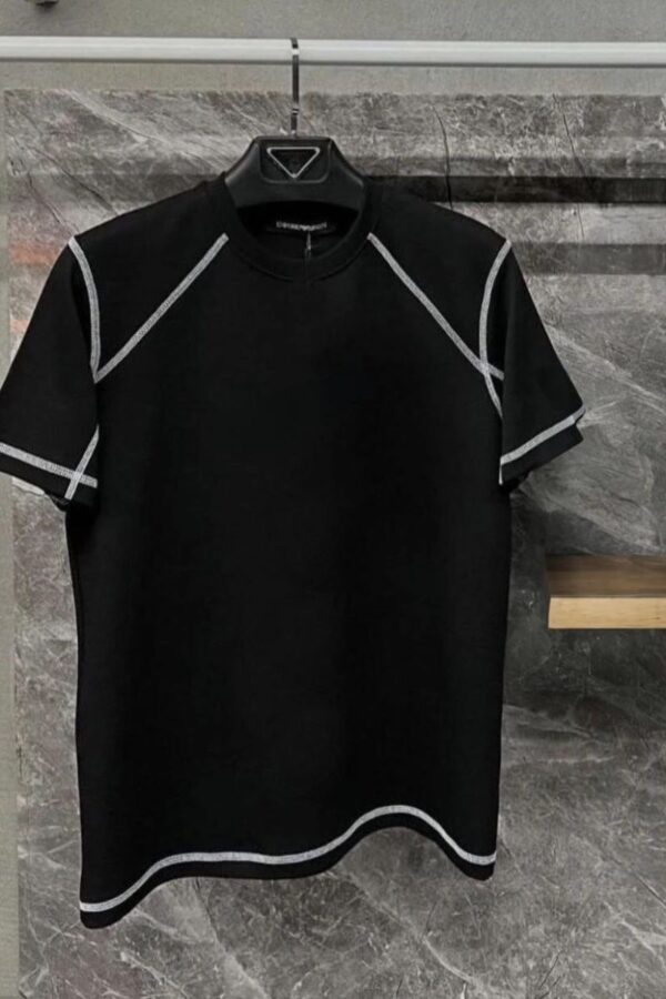 Erkek Tişört Karoyaka Dikişli Oversize T-Shirt - Siyah