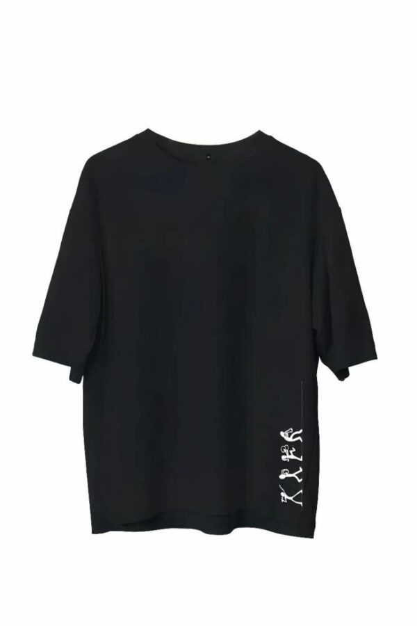Erkek Baskılı T-Shirt Kısa Kol Bisiklet Yaka Regular Fit Rahat Kalıp Günlük Tişört - Siyah