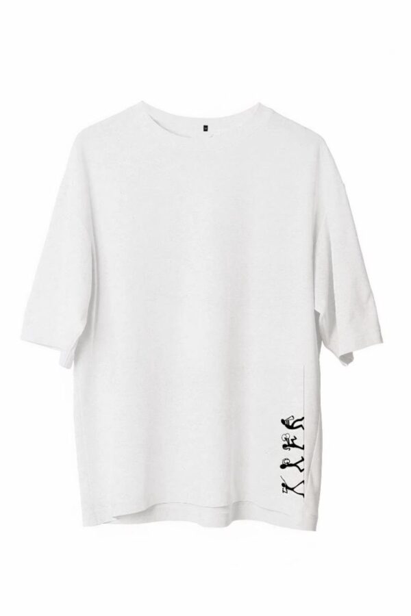 Erkek Baskılı T-Shirt Kısa Kol Bisiklet Yaka Regular Fit Rahat Kalıp Günlük Tişört - Beyaz