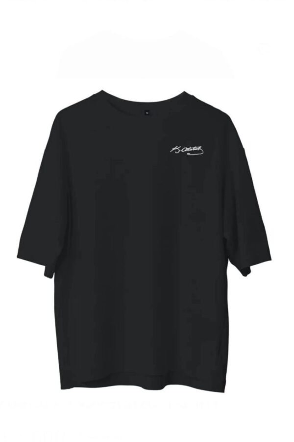 Erkek Kısa Kol Tişört Bisiklet Yaka ATATÜRK Baskılı T-Shirt - Siyah