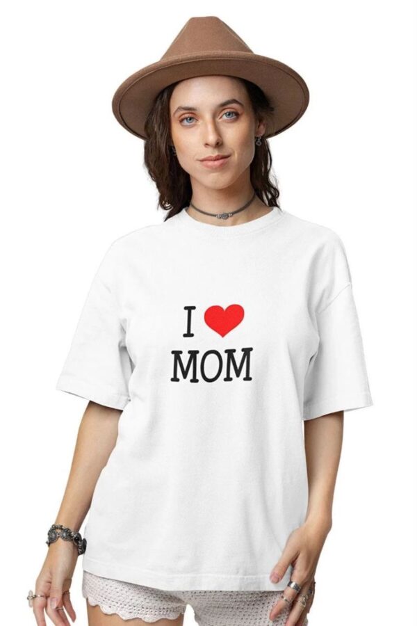 kadın Bisiklet Yaka Baskılı Oversize Kısa kol  T-Shirt - Beyaz
