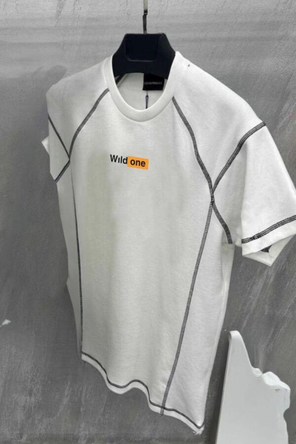 Erkek Tişört Karoyaka Dikişli Oversize T-Shirt - Beyaz